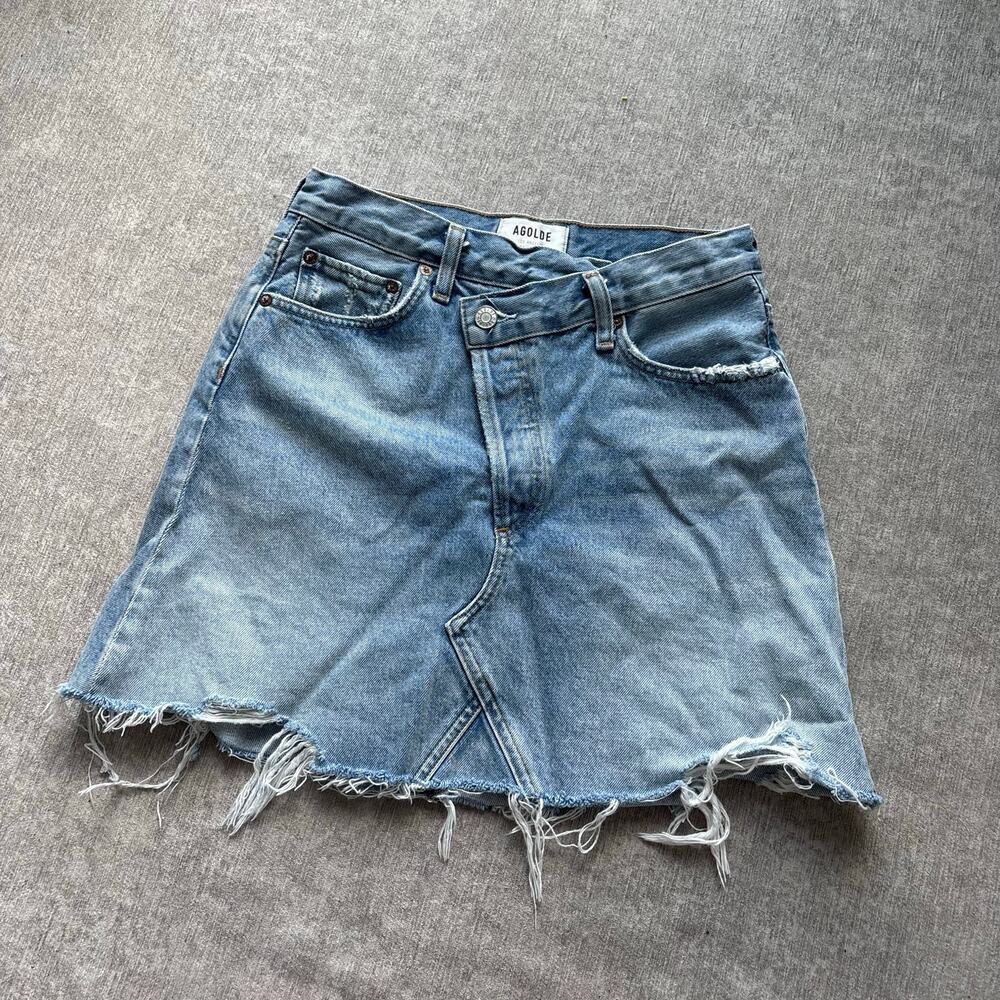 Agolde Criss Cross Denim Skirt